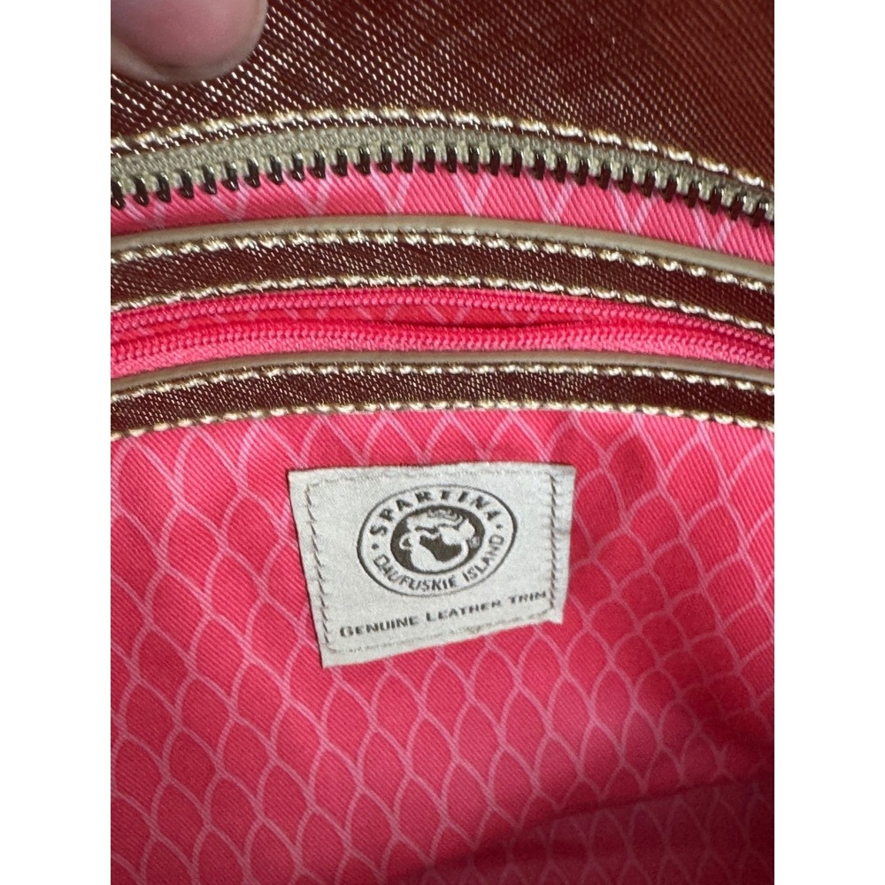 Spartina 449 Flamingo Floral Tote Bag Pink Gold Tropical Beach Summer Shoulder - Picture 10 of 16